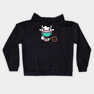 Cute Anti-Covid Cow With Quarantine Mouthguard Kids Hoodie